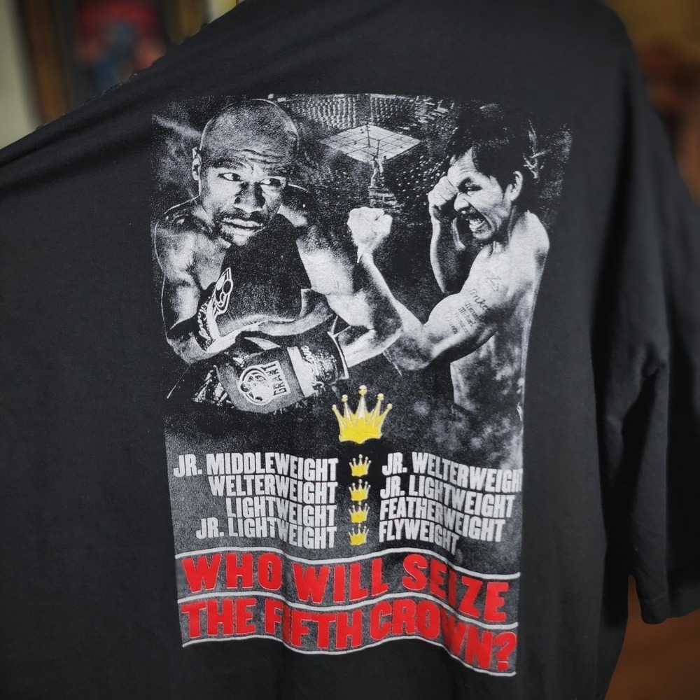 Mayweather vs Pacquiao Boxing T-Shirt 2015 MGM Grand Fight Night Black 6XL Tee